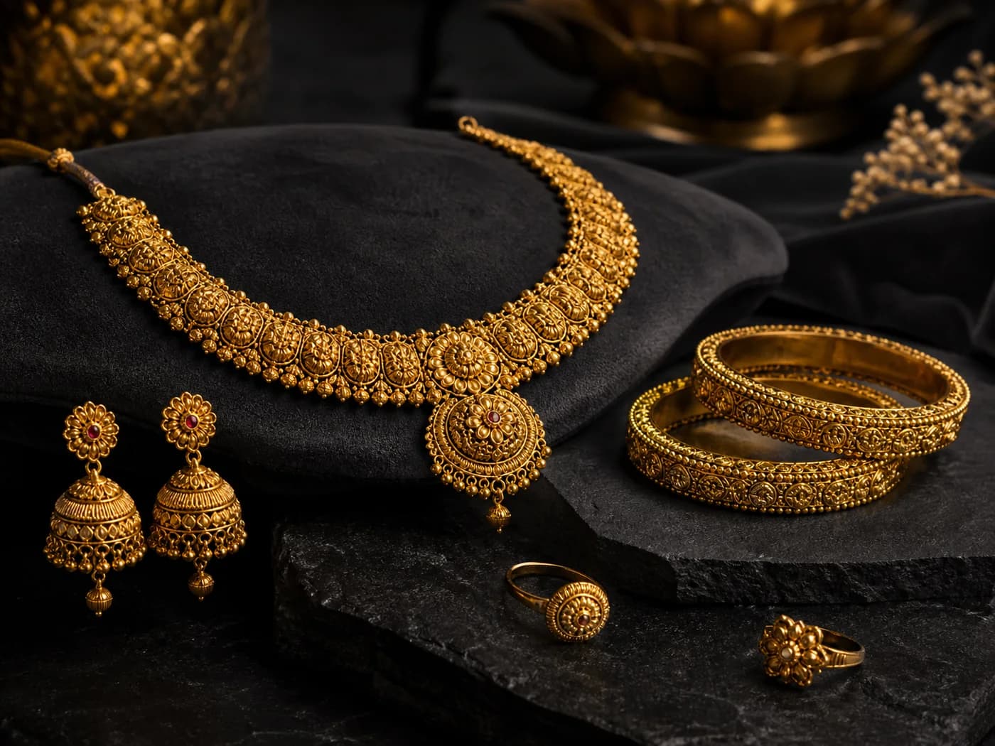 Traditional gold jewellery collection